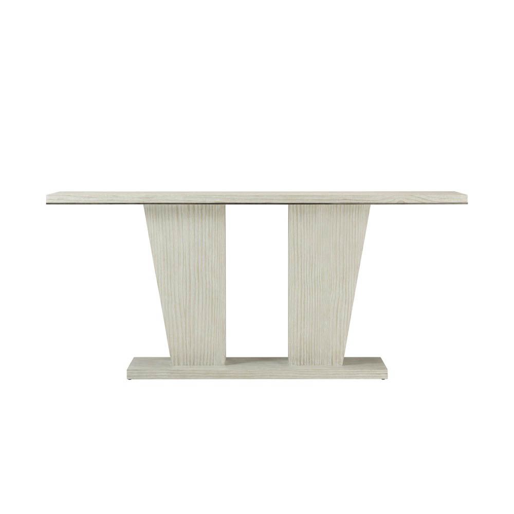 Whitewood console table with two pedestal design