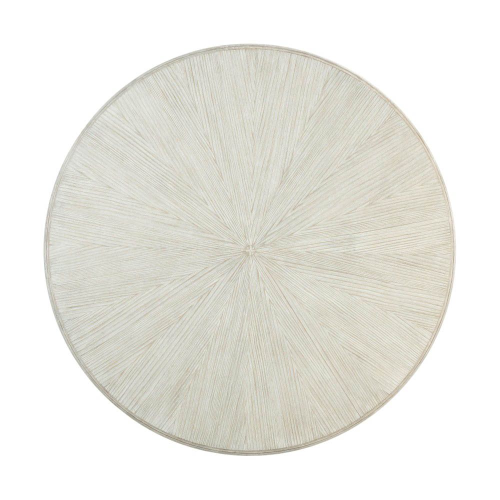 Washed wood circular dining table with slatted base