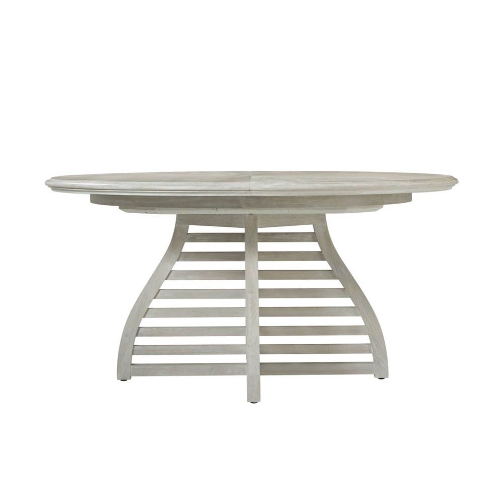 Round extendable dining table with slatted leg base