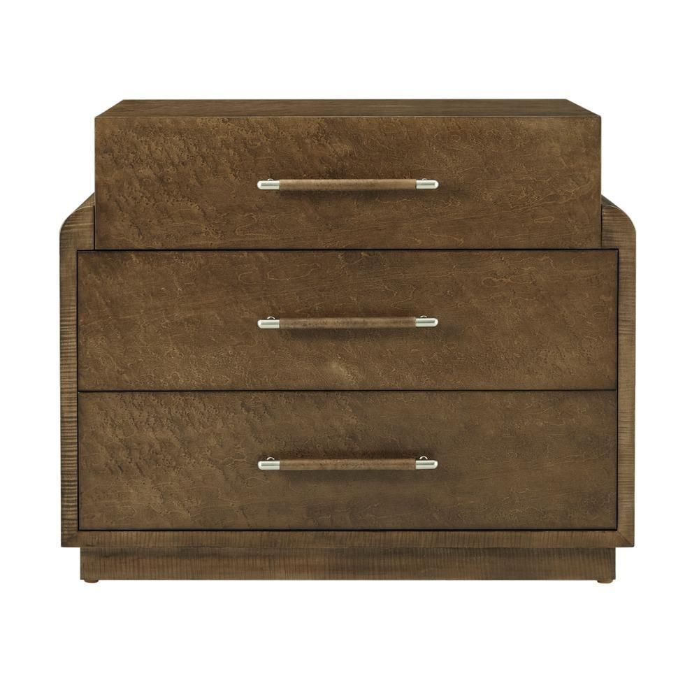 Classic closed bedside table with three spacious drawers