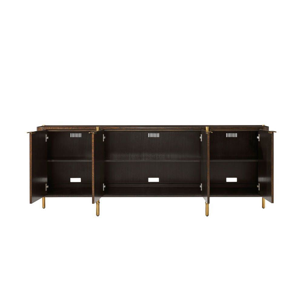Rich veneer sideboard with brass legs