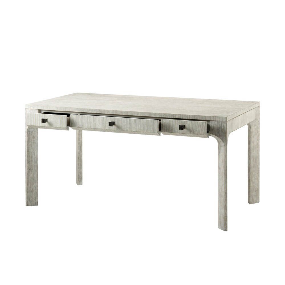 White pine wood desk with organic ribbed metal knobs