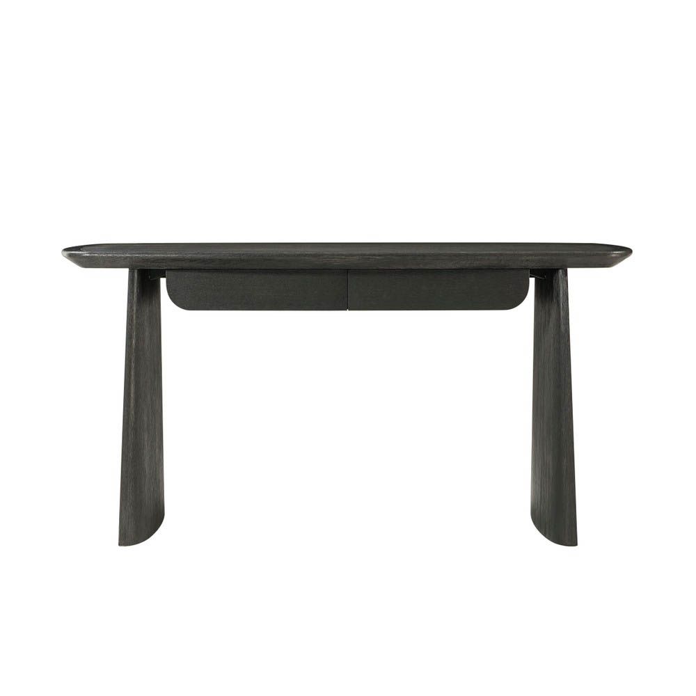 Contemporary shapely black wooden desk