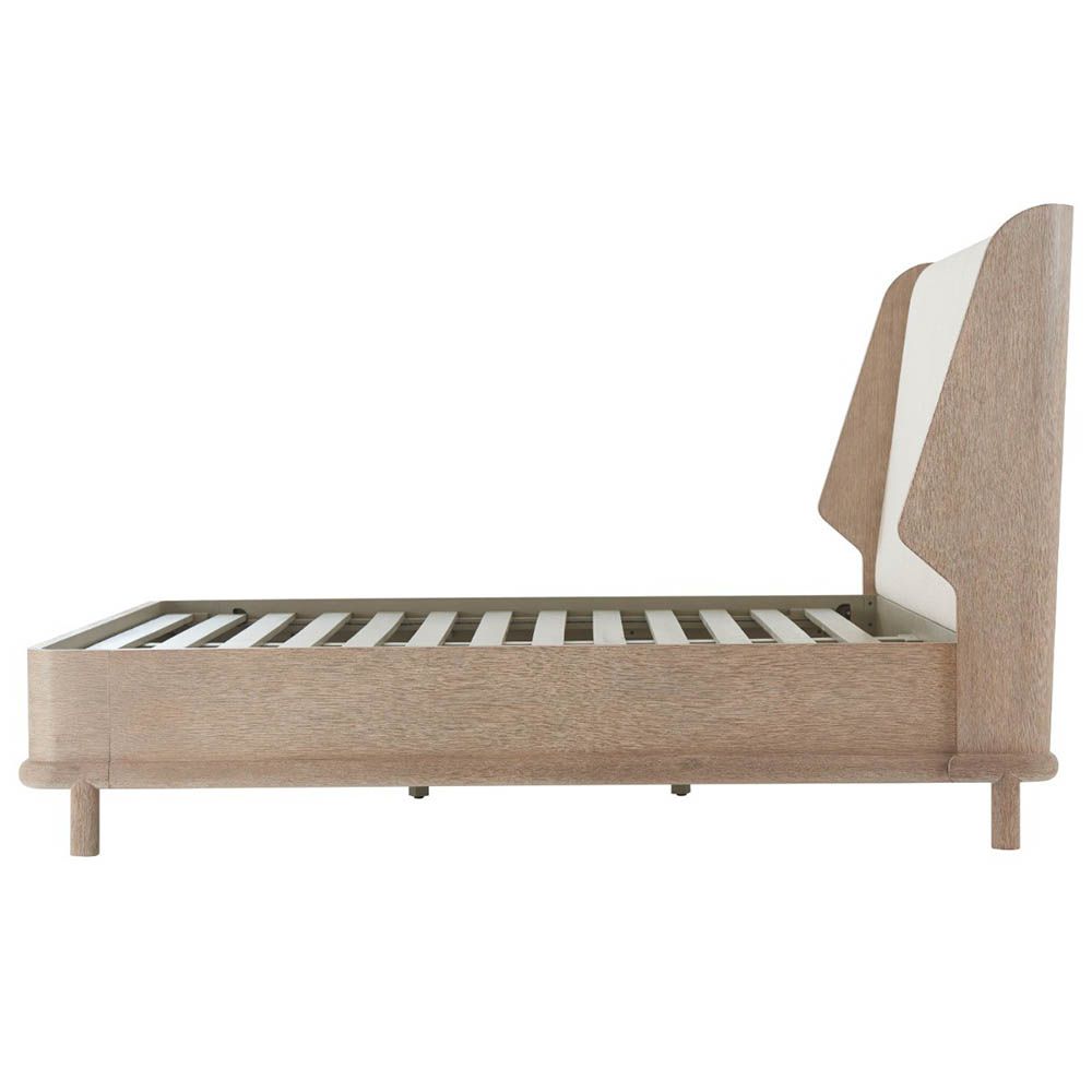 Upholstered platform bed with veneered headboard