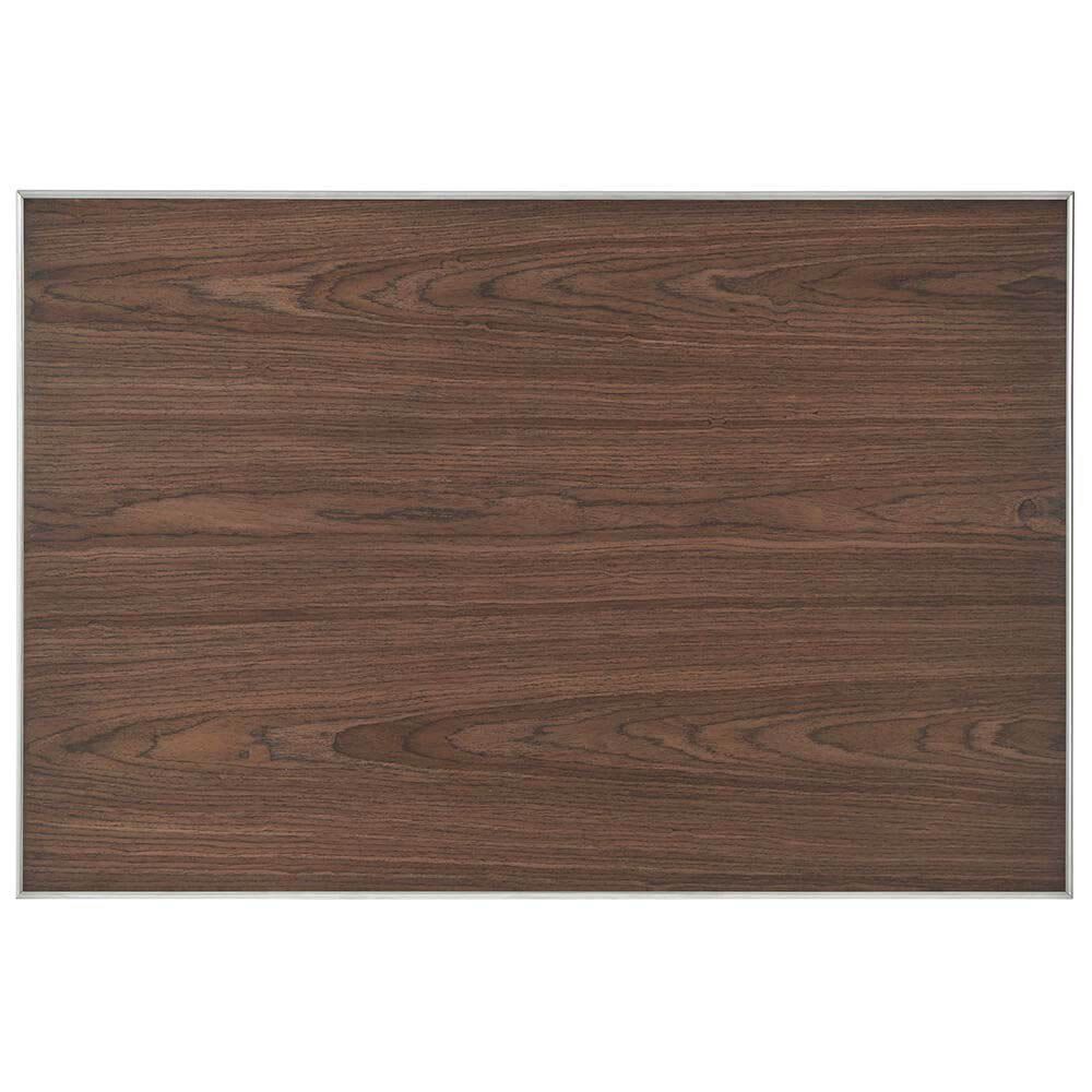 Dark brown bedside table with metal handles and nickel finishes