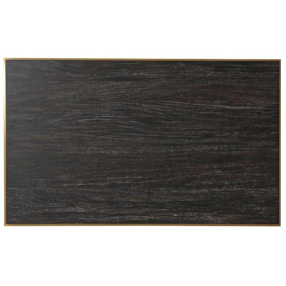 Contemporary coffee table with brass base and black top 