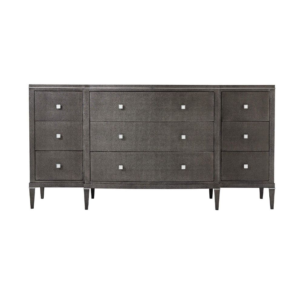 Statement dresser with nine drawers finished in stylish shagreen leather