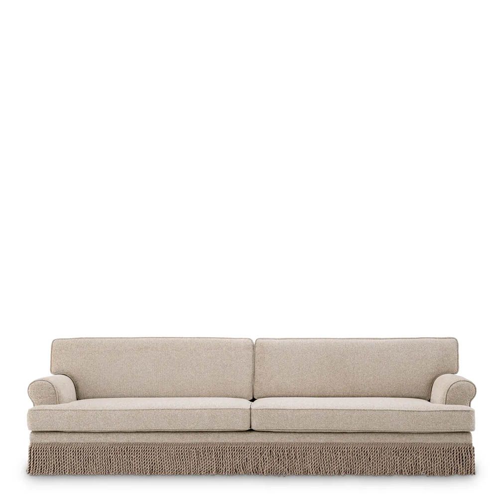 Cream sofa with twill detail surrounding the bottom