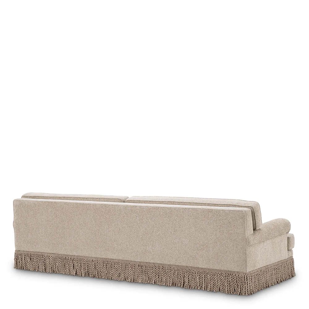 Cream sofa with twill detail surrounding the bottom