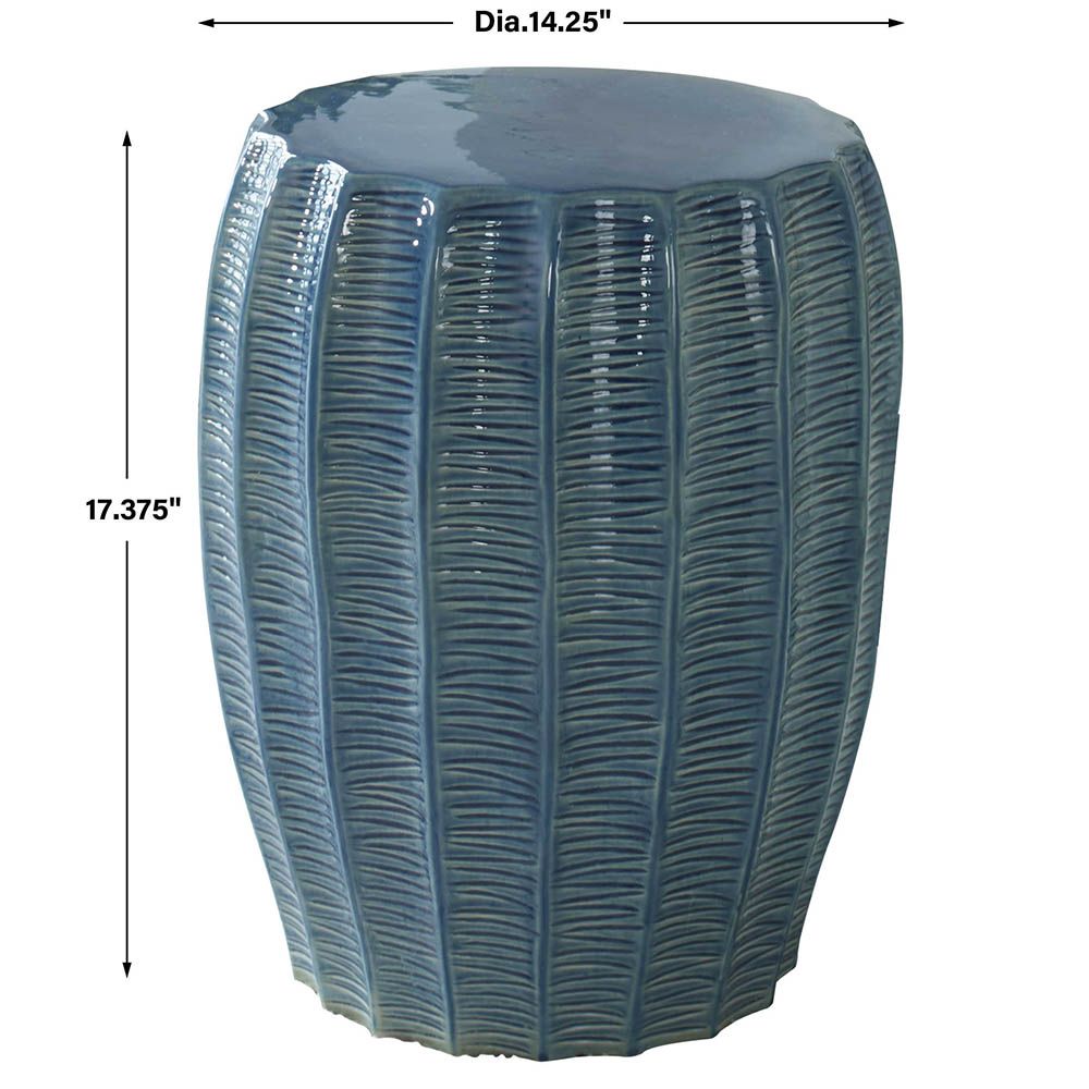 blue textured stool suitable for indoor and outdoor use