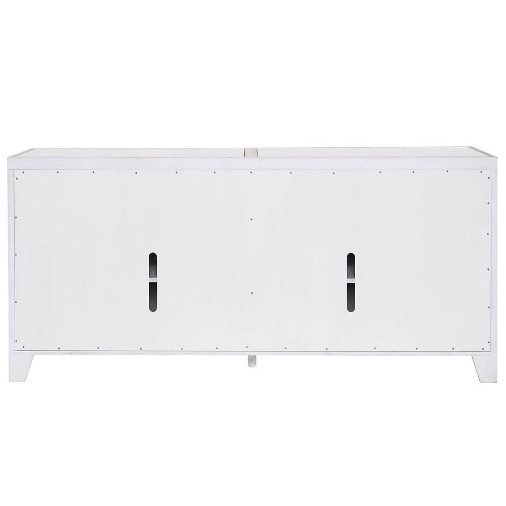 White veneered sideboard with metal handles