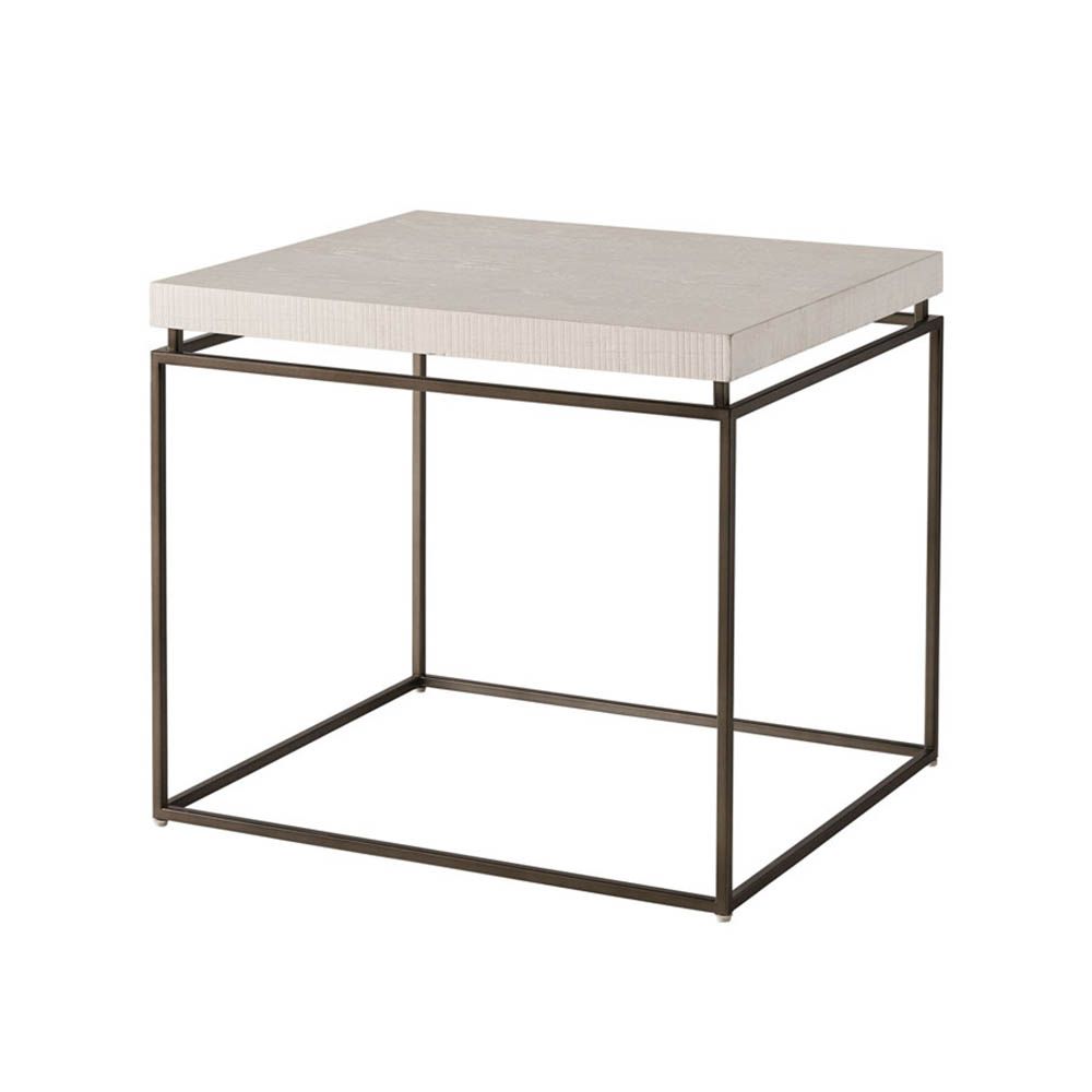 Sleek and modern wooden side table with metal base