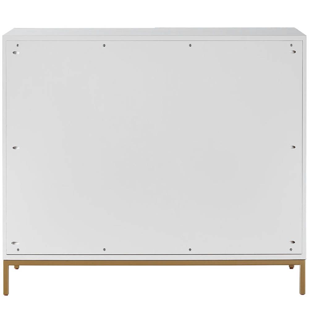White textured sideboard with rose-inspired decorative pulls
