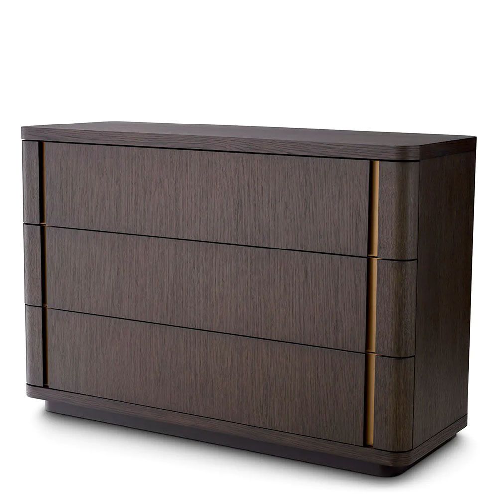 Sleek chest of three spacious drawers in dark wood finish