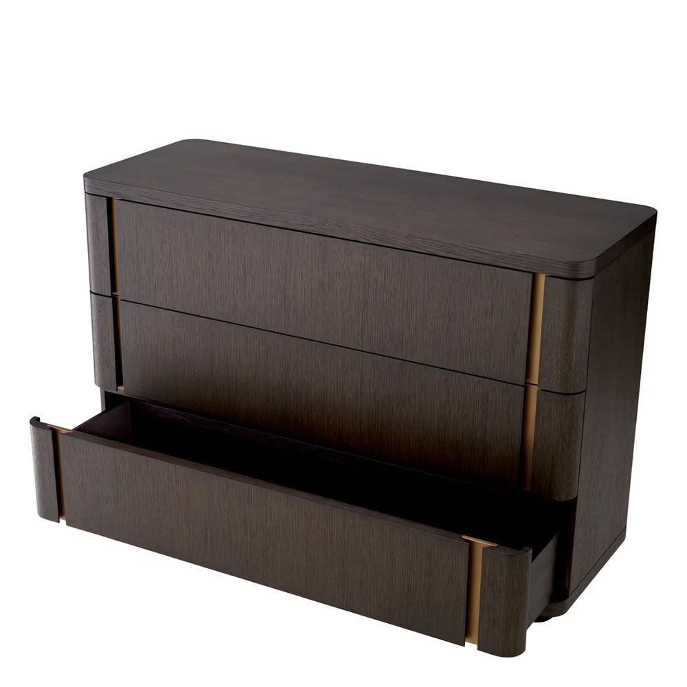 Sleek chest of three spacious drawers in dark wood finish