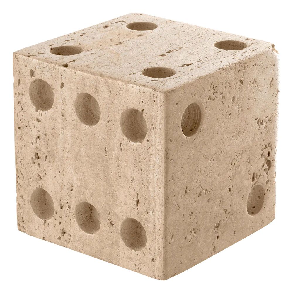 Set of two decorate dice in travertine finish