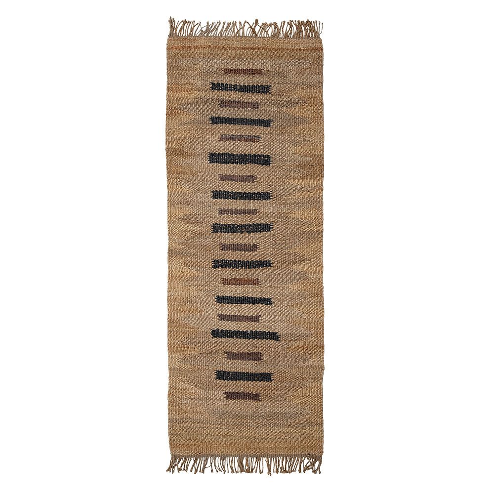Jute woven rug with minimalist brown pattern