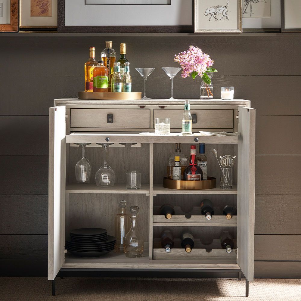 Cream sideboard with two doors and design