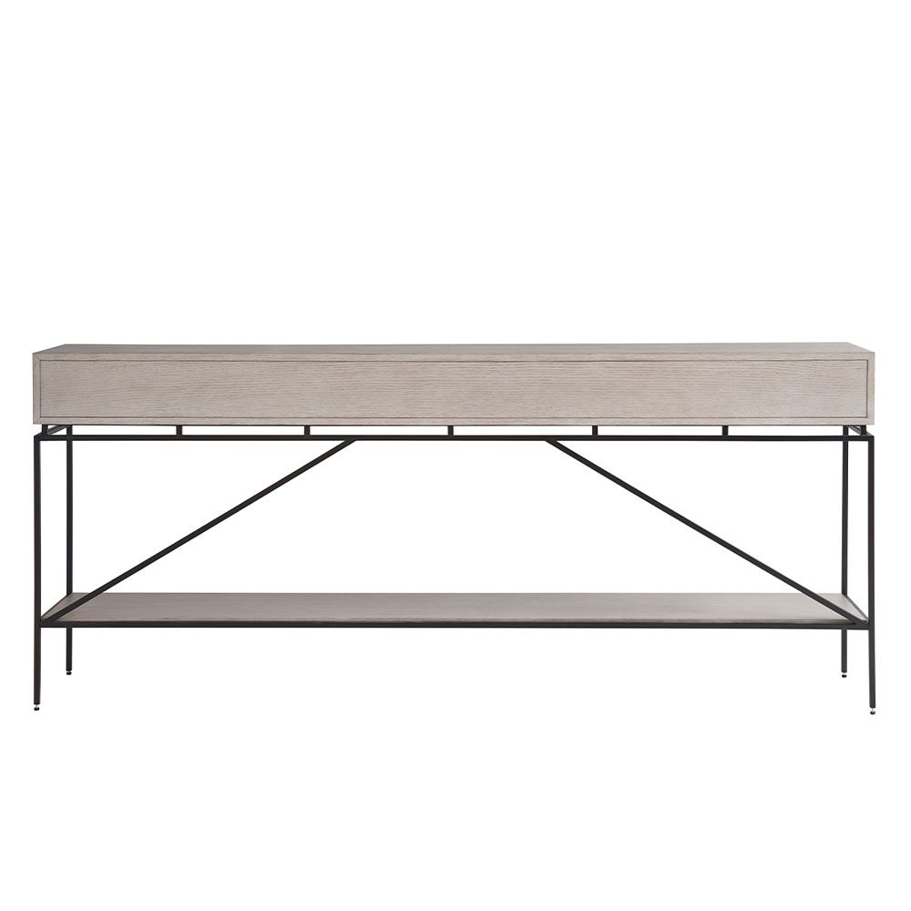 Wooden console table with four drawers and a lower shelf