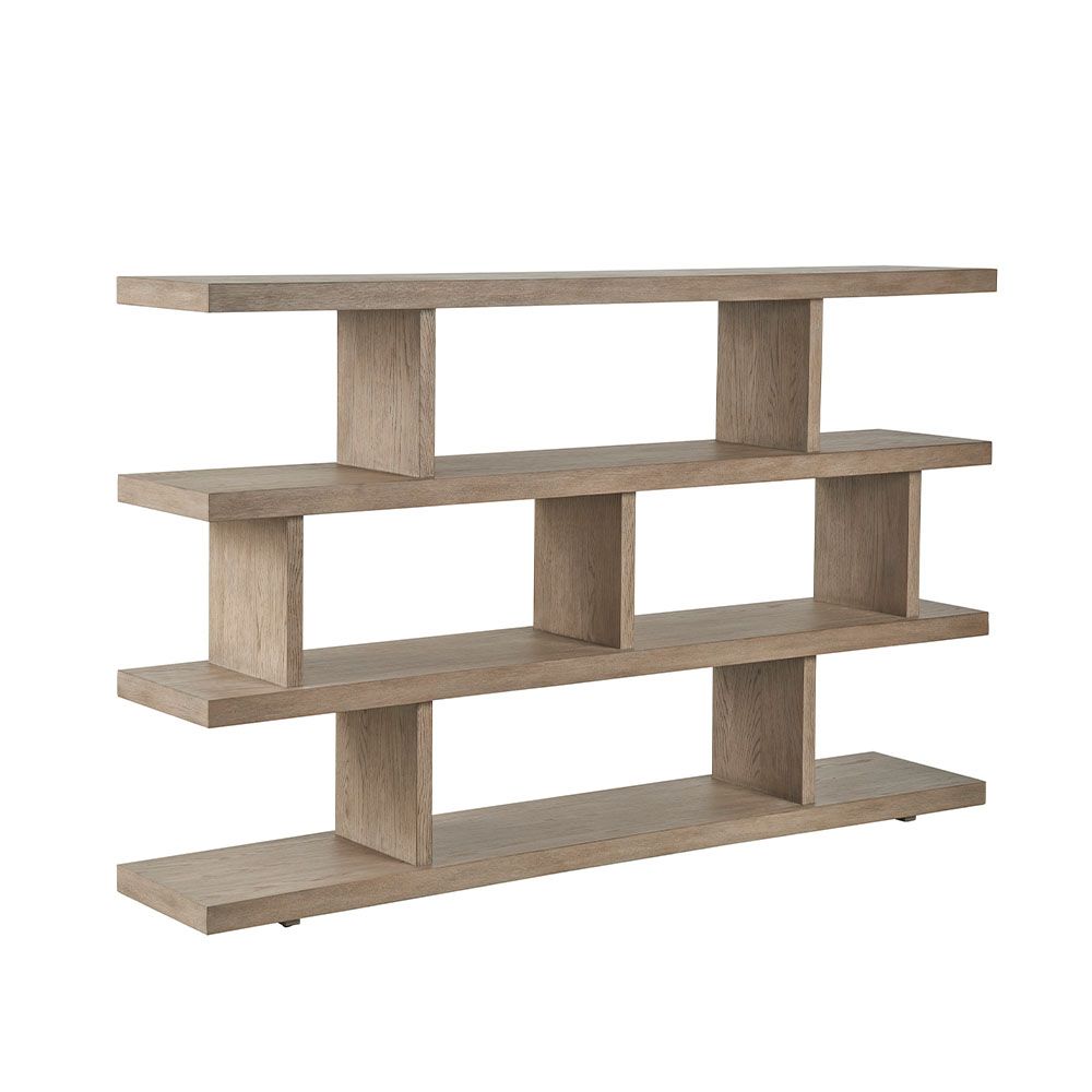 Geometric structured shelving unit in light wood finish