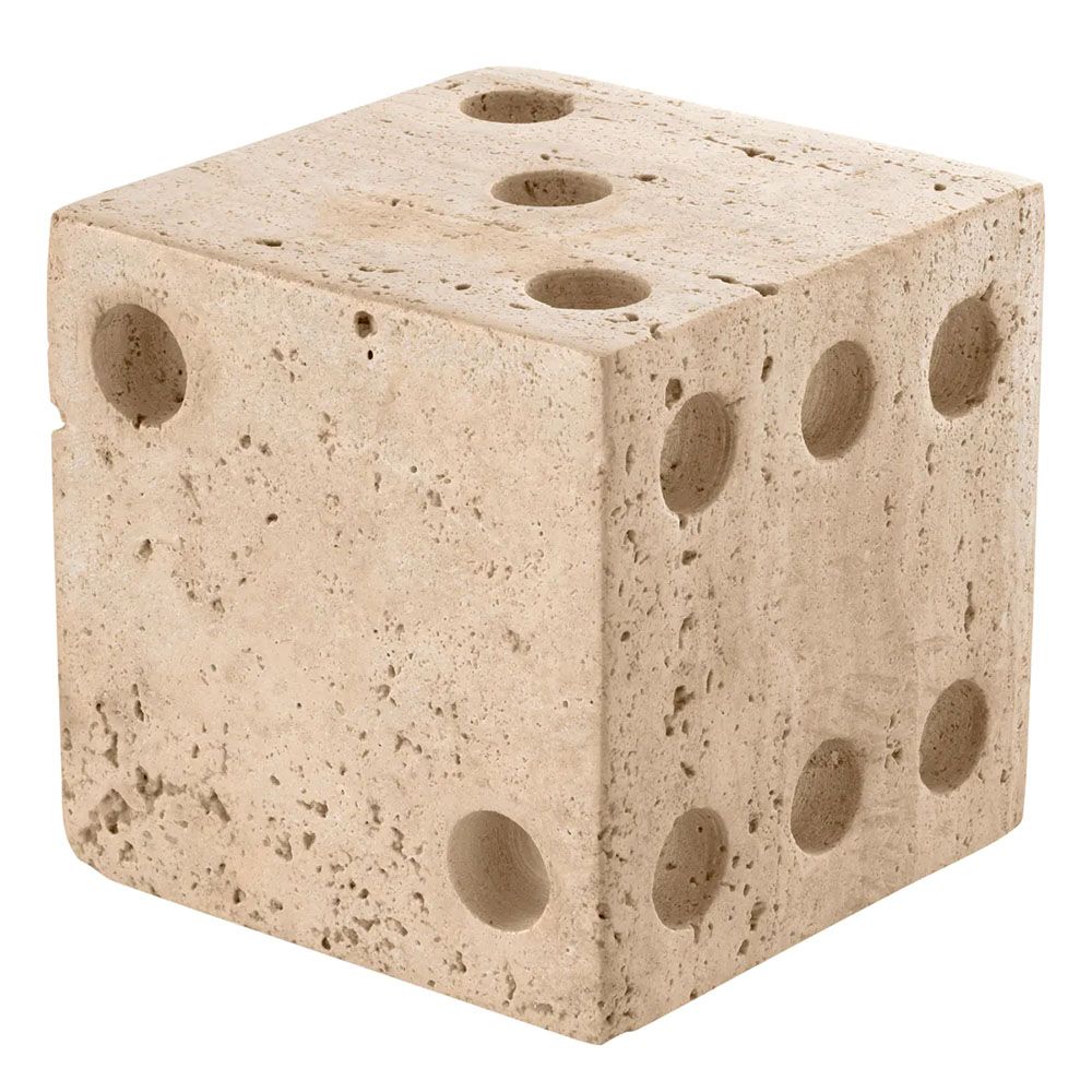 Set of two decorate dice in travertine finish
