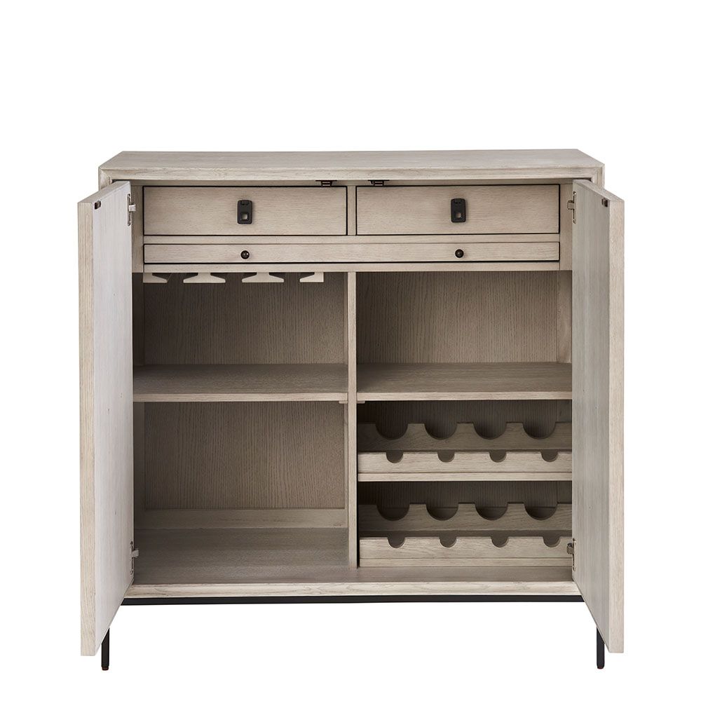 Cream sideboard with two doors and design