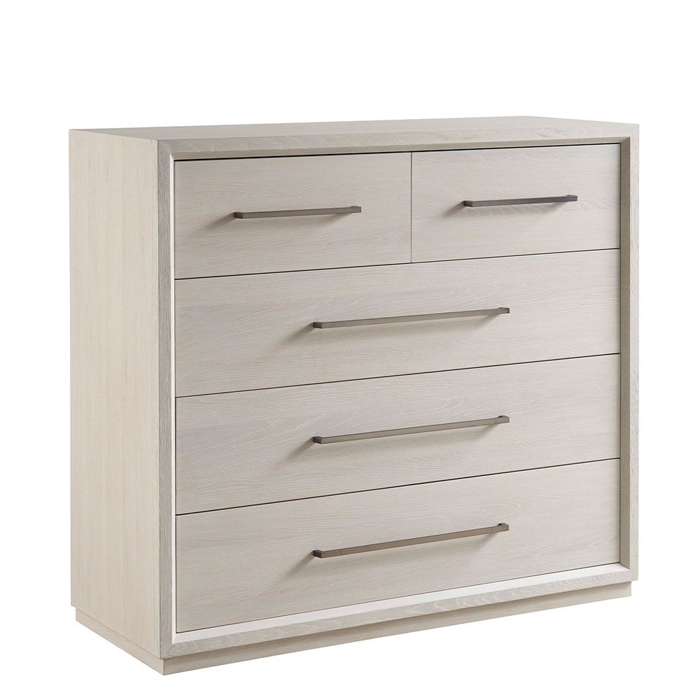 Chest of five drawers in white washed oak