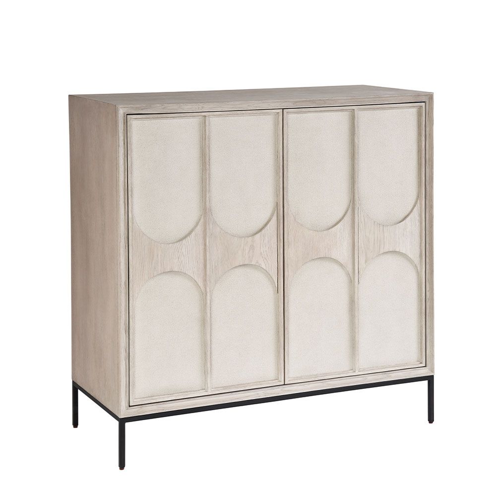 Cream sideboard with two doors and design