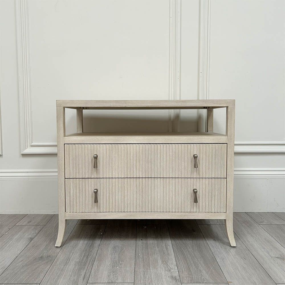 Two drawer bedside table with sophisticated indented drawer fronts