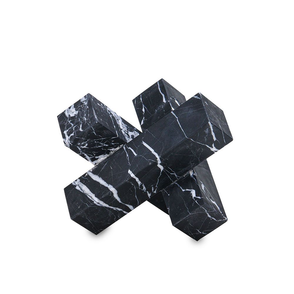 Elegant black marble sculpture in geometric design