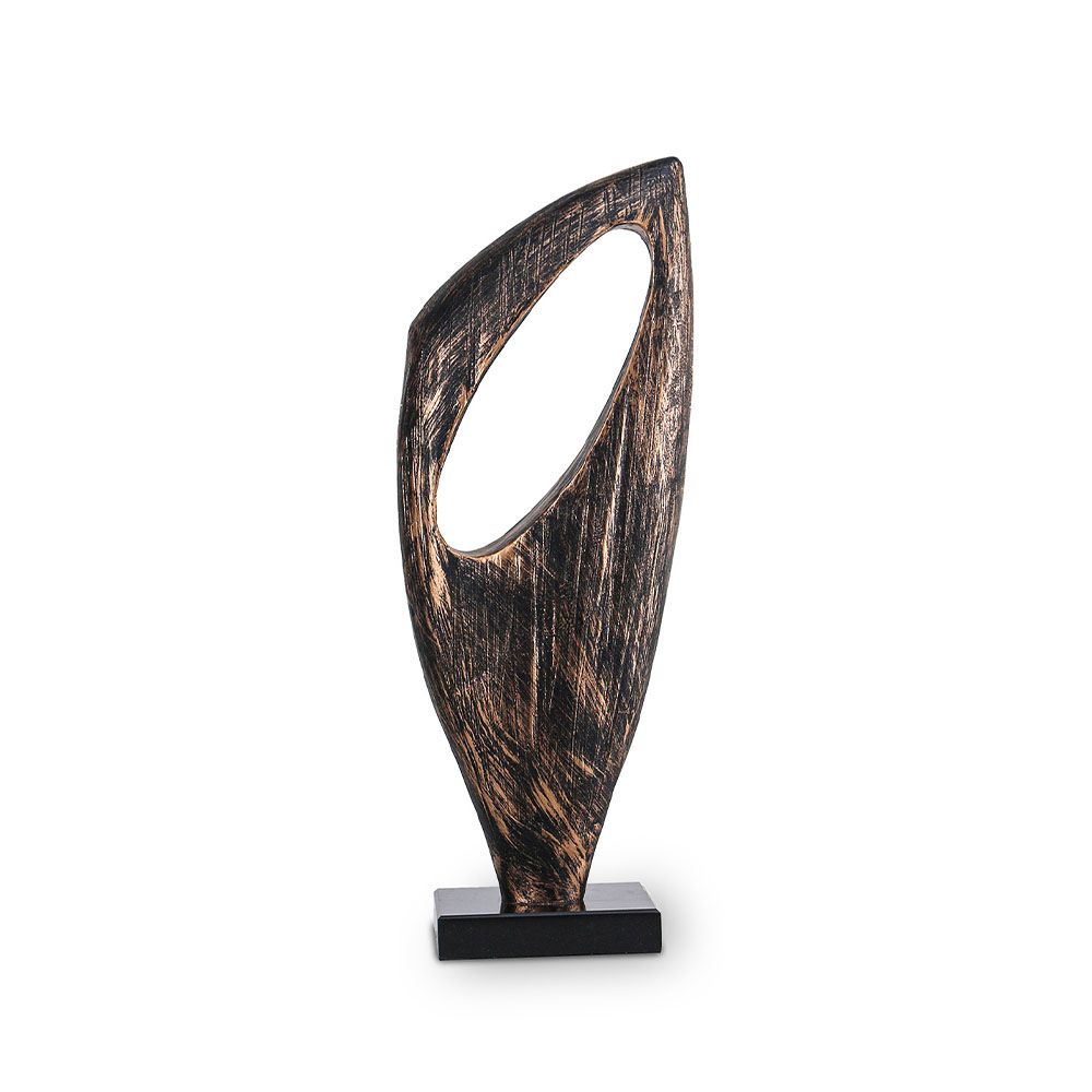 Antique bronze and black marble sculpture in stunning abstract design