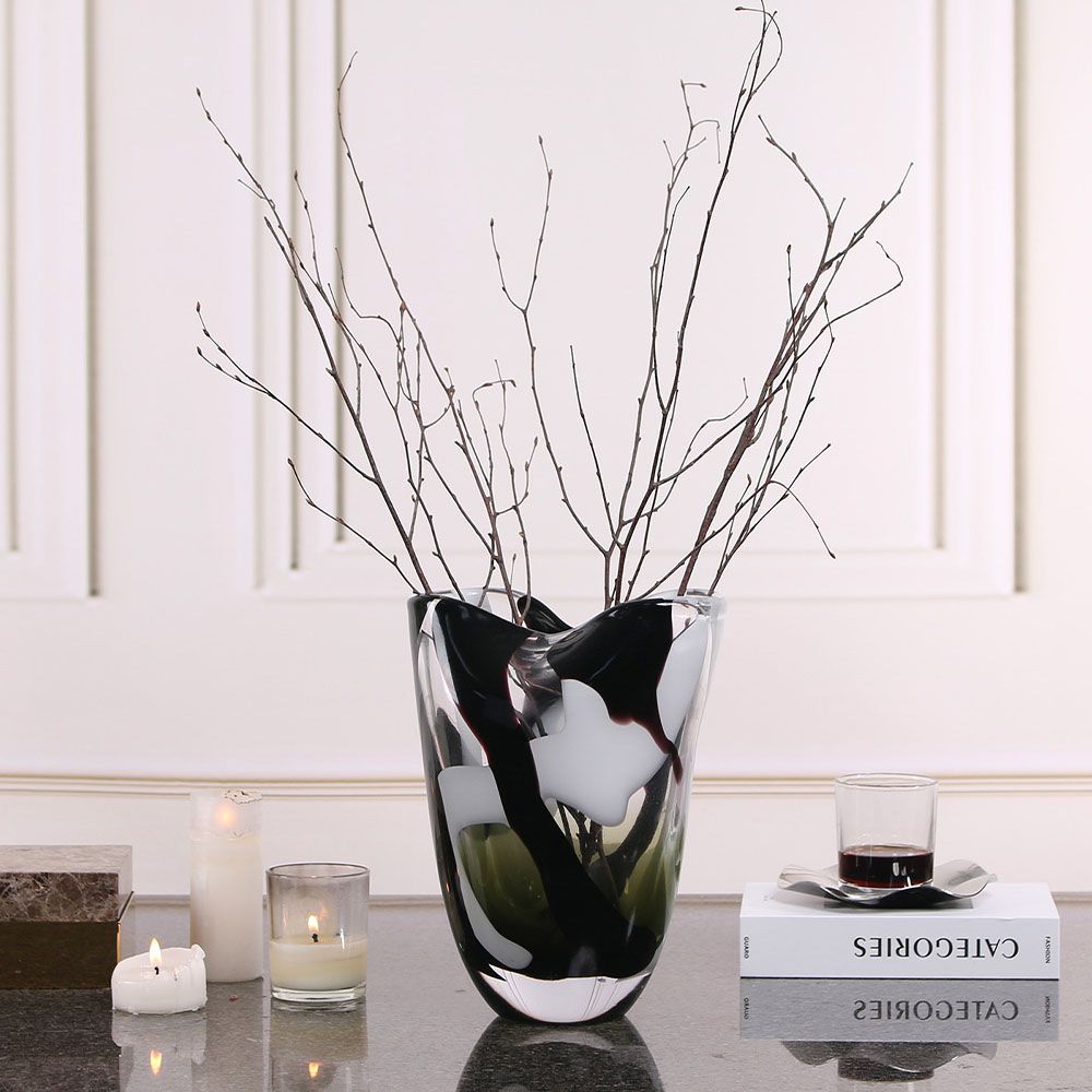 Stunning glass base combining black grey hues in abstract design