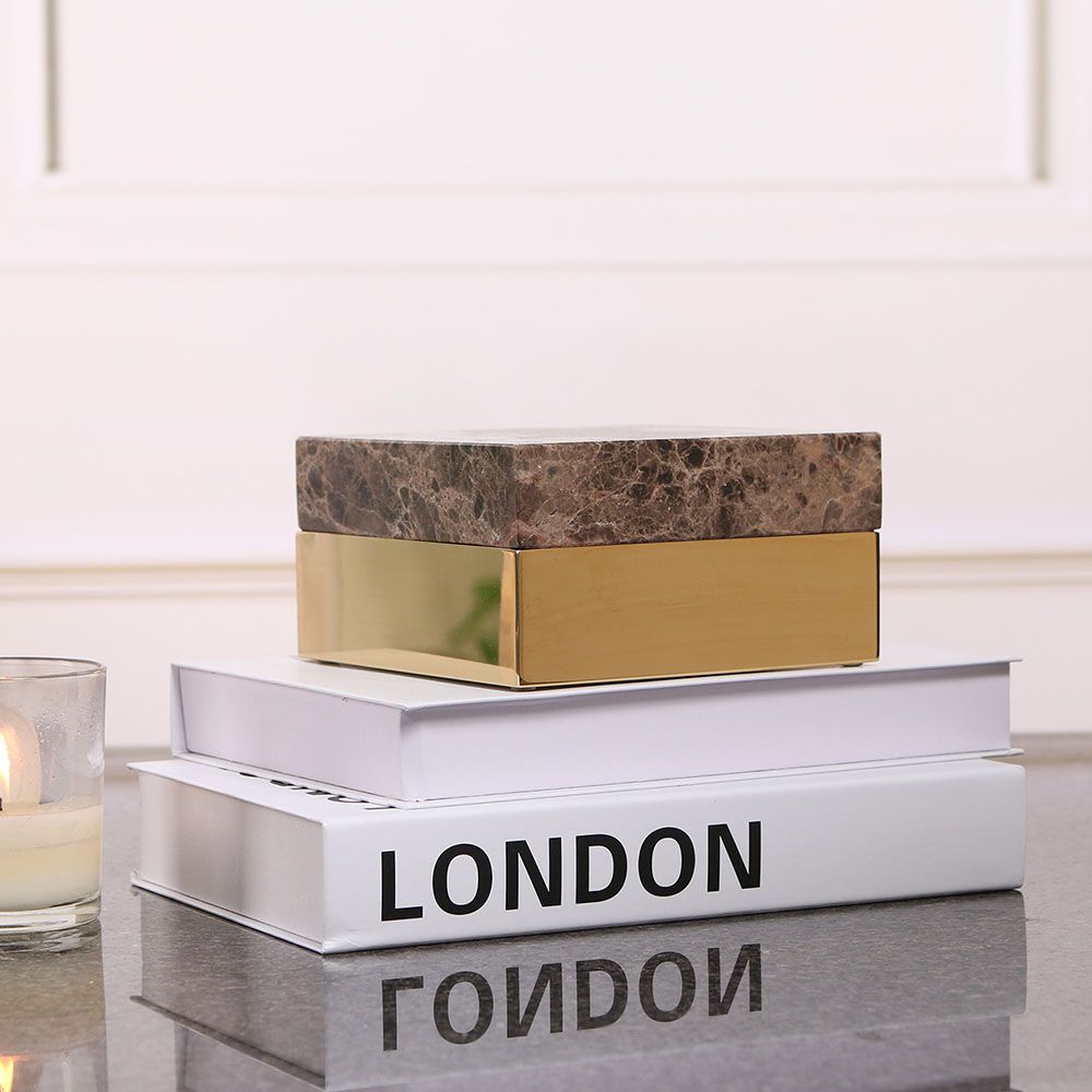 Marble storage box with stunning gold stainless steel base