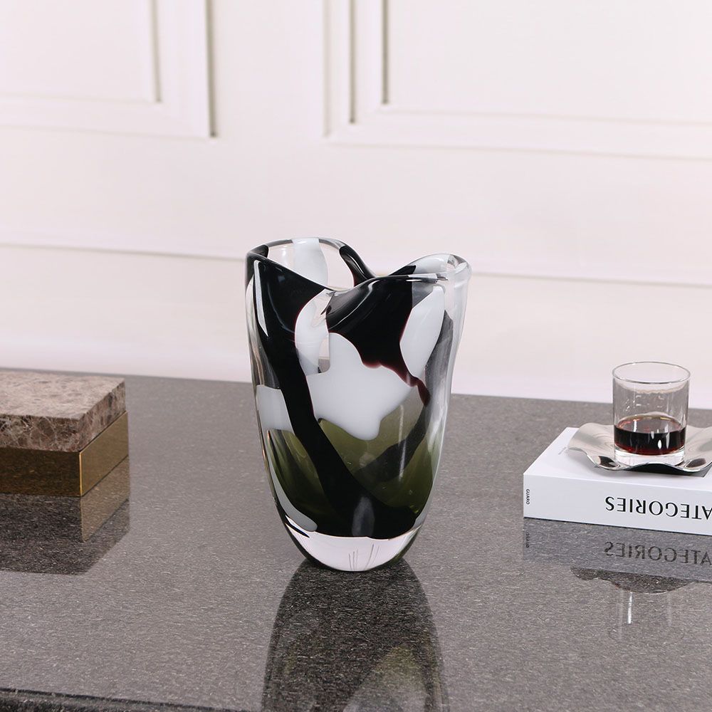 Stunning glass base combining black grey hues in abstract design