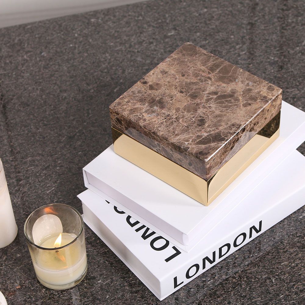 Marble storage box with stunning gold stainless steel base