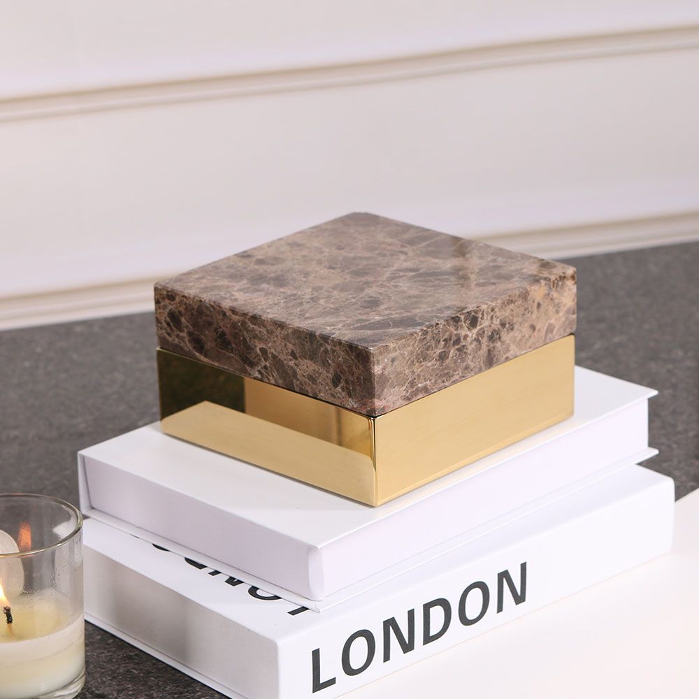 Marble storage box with stunning gold stainless steel base