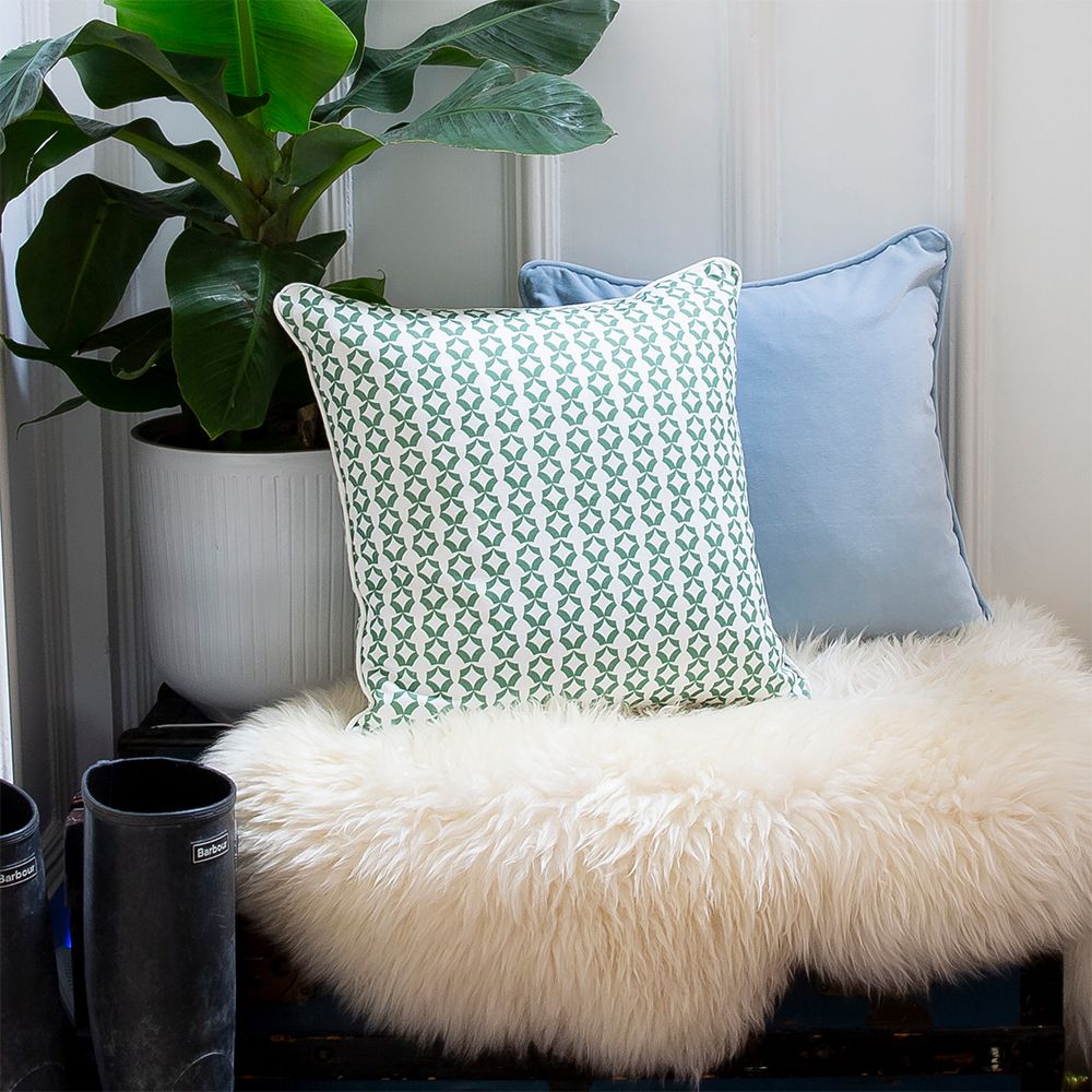 The Velvet Cushion Light Blue Square Cushion Sweetpea & Willow