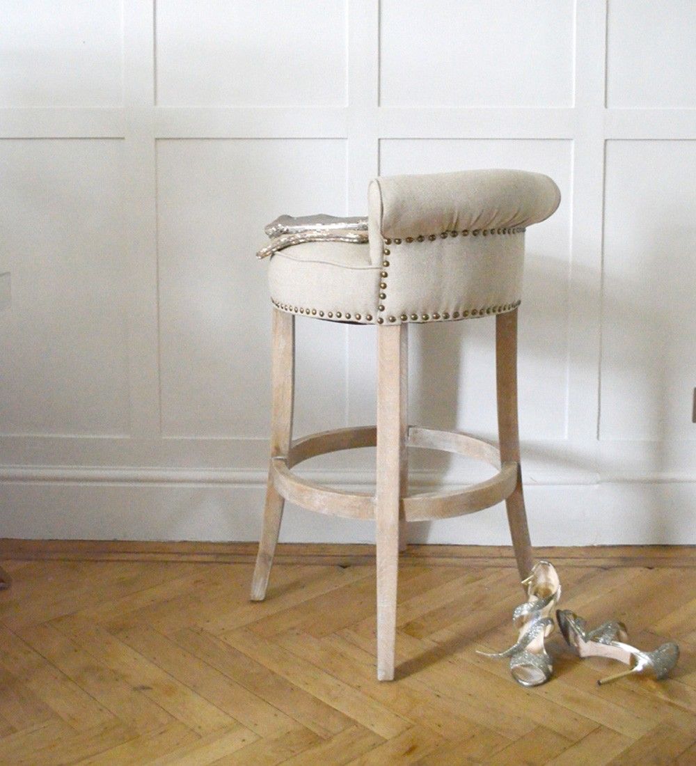 Linen Roll Top Bar Stool Sweetpea & Willow