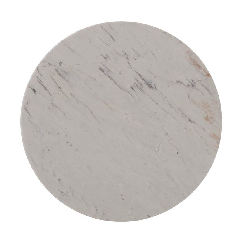 Marble top side table with textured brass base