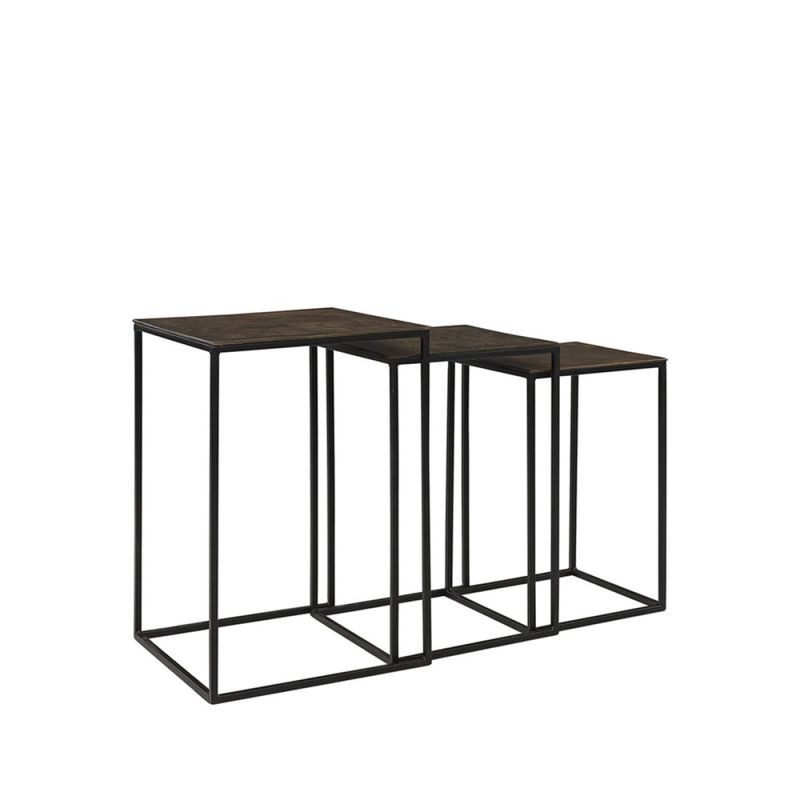 Vintage brass top set of 3 nesting tables
