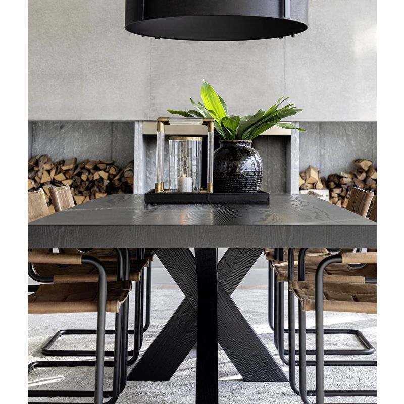 Rectangular wooden Scandi design dining table in black