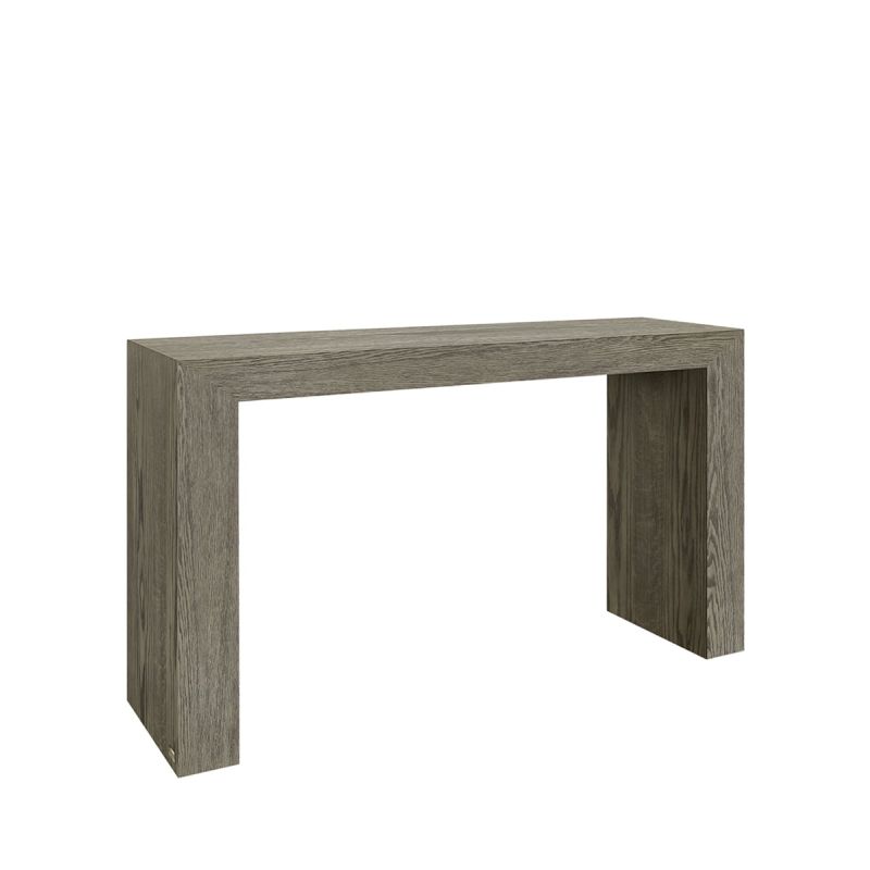 Waterfall style grey wood console table