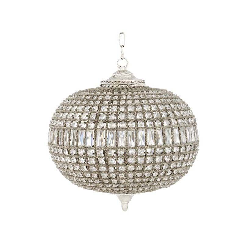 Medium crystal glass oval design chandelier - Nickel