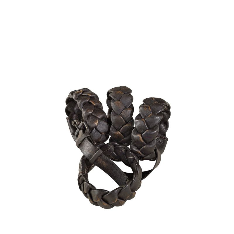 Weave look leather napkin rings in set of 4