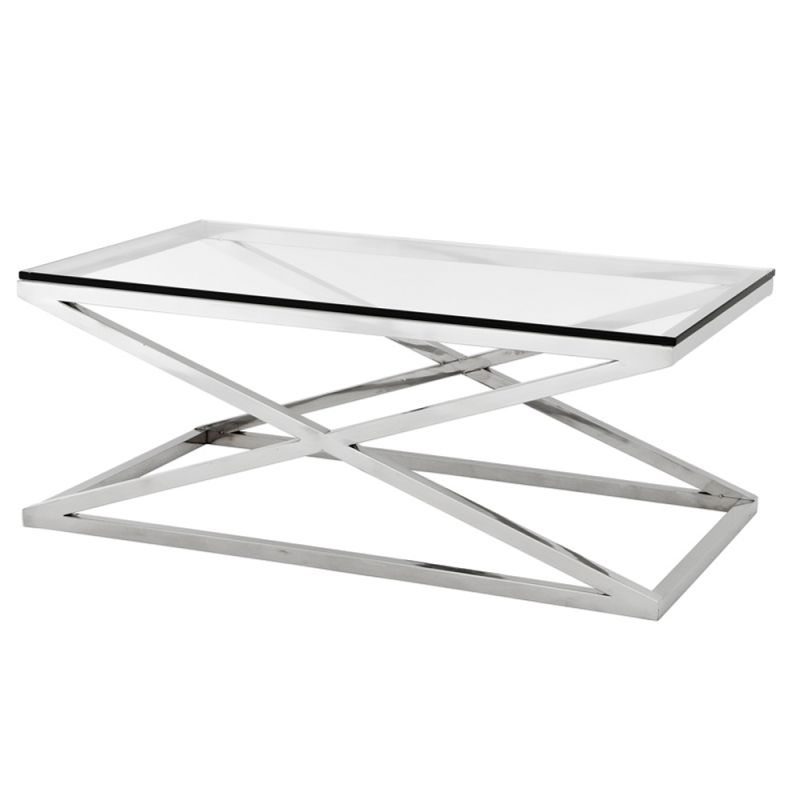 Luxury criss-cross design silver coffee table
