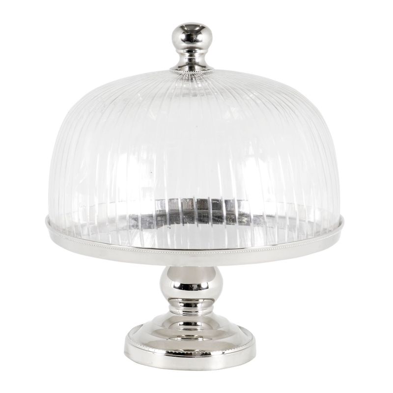 Luxury silver cake stand with glass lid 