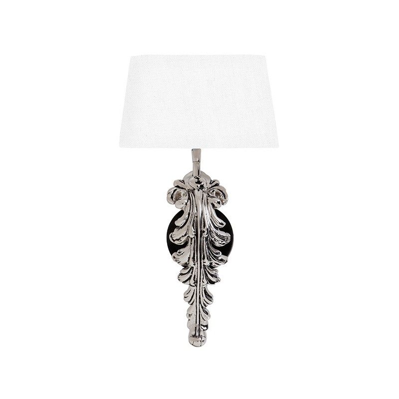 Luxury nickel floral stemmed wall lamp with white shade 