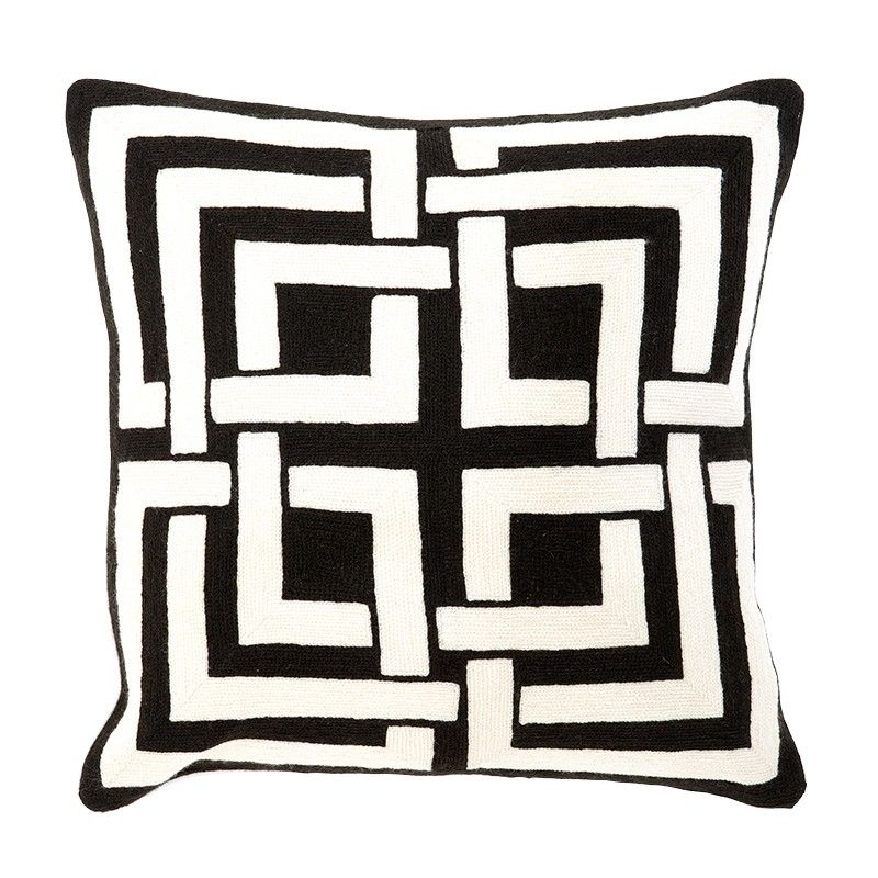 Abstract monochromatic black and white cushion