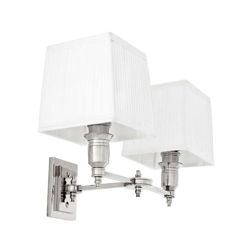 Minimalist nickel light with white pleated shade