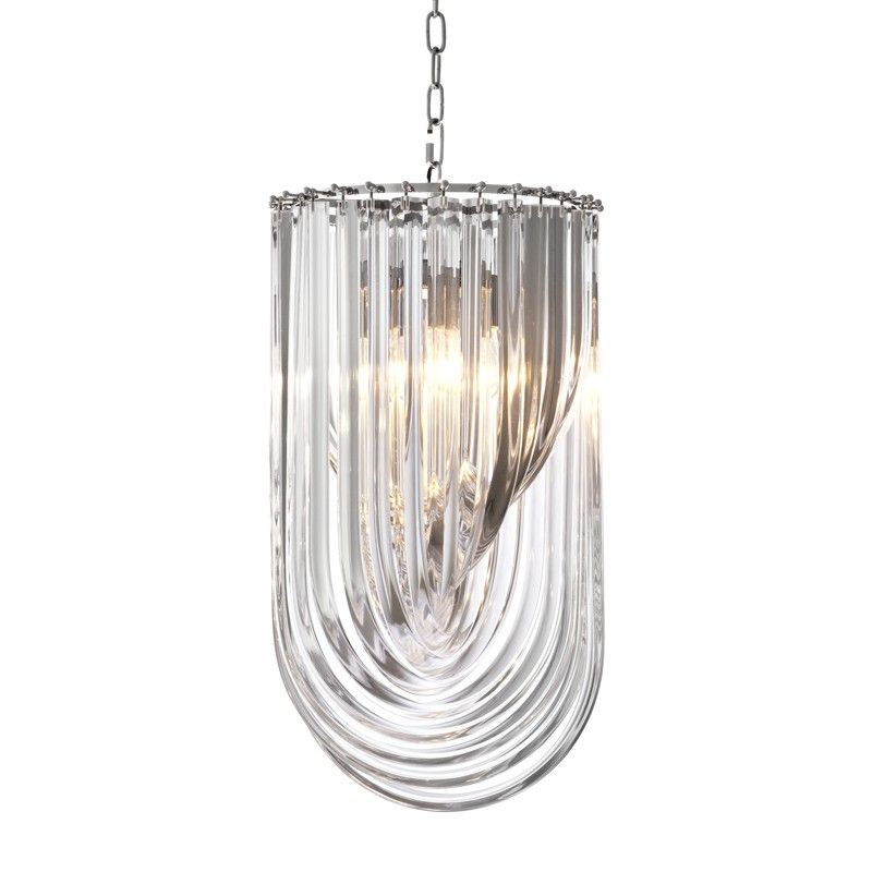 Slim art deco acrylic nickel drop chandelier 